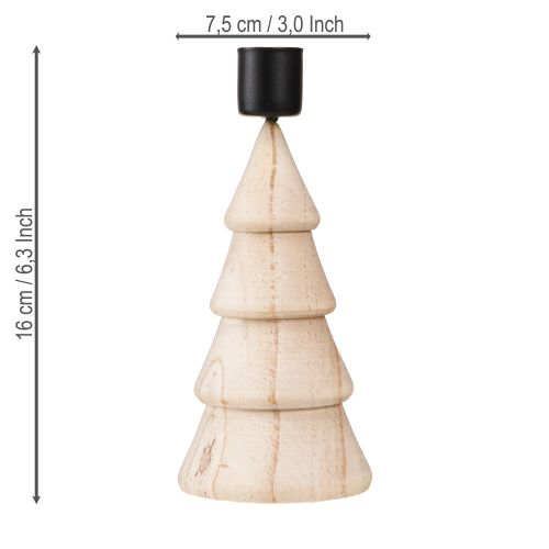 Product Stick candle holder wooden decoration Christmas tree natural H16cm 2 pcs