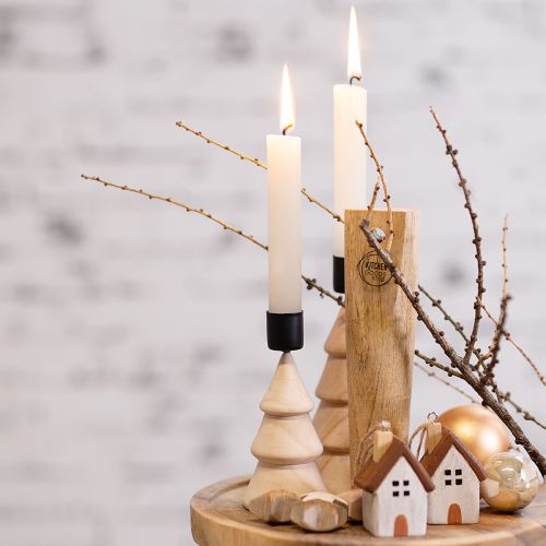 Product Stick candle holder wooden decoration Christmas tree natural H16cm 2 pcs