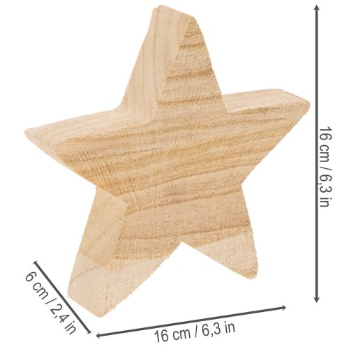 Rustic wooden star candle holder for taper candles, 16cm | Floristik24.ie