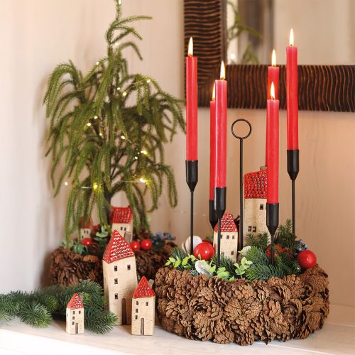 Floristik24 Metal candle holder for 6 candles, black, Ø20 cm, H31 cm