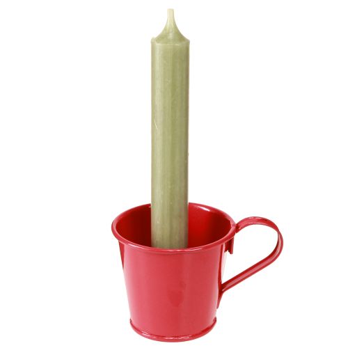 Metal candle holder cup red H6cm 6pcs