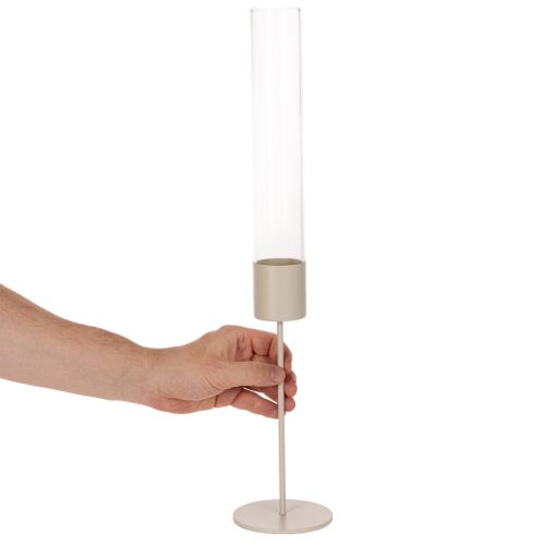 Candle holder with glass cylinder on metal base 50cm | Floristik24.ie