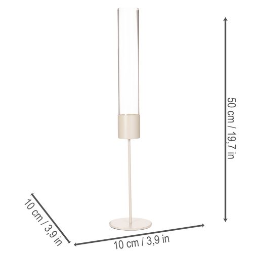 Candle holder with glass cylinder on metal base 50cm | Floristik24.ie