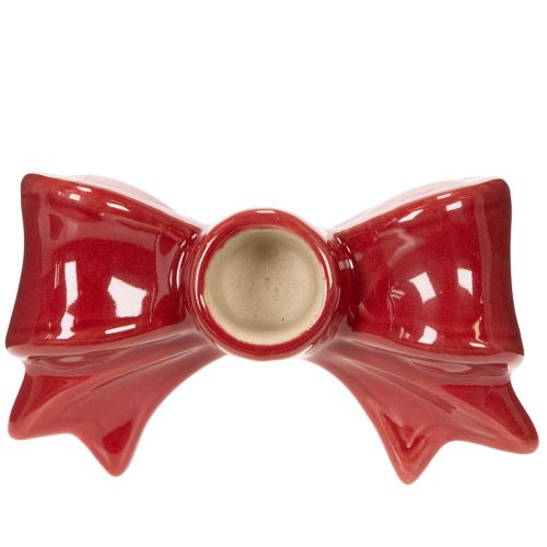 Red bow-shaped candle holders for 11cm taper candles, 2 pieces | Floristik24.ie