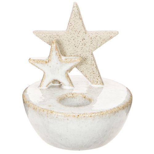 Ceramic Star Candle Holders, Christmas Decoration, 11cm, 2 Pieces | Floristik24.ie