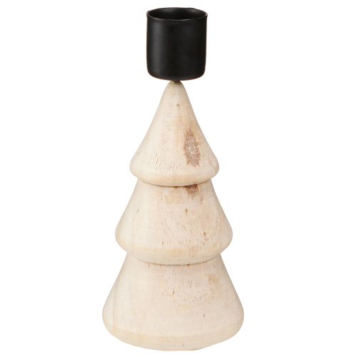 Product Candle holder Christmas tree decoration wood natural H13cm 4 pcs