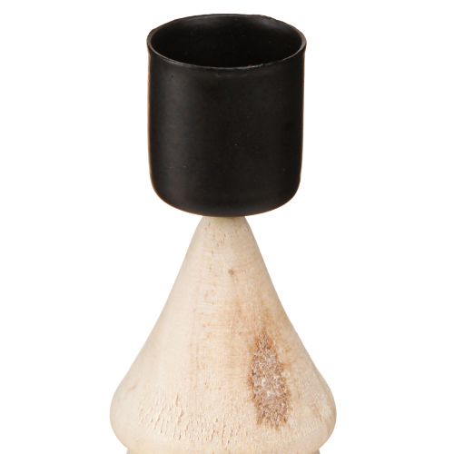 Product Candle holder Christmas tree decoration wood natural H13cm 4 pcs