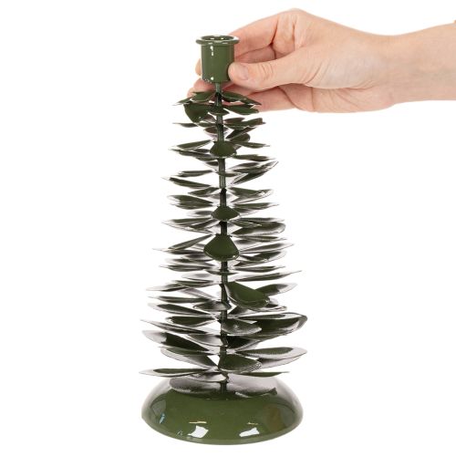Candlestick Christmas tree green metal decoration 28cm | Floristik24.ie