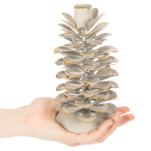 Pine cone design candle holder for taper candles, 17cm | Floristik24.ie