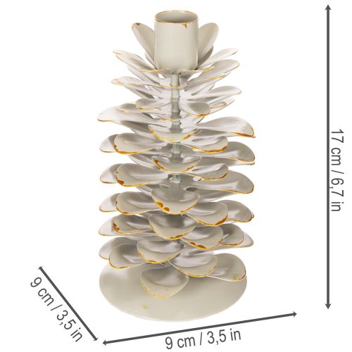 Pine cone design candle holder for taper candles, 17cm | Floristik24.ie