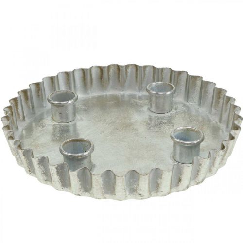 Floristik24 Rod candle holder plate candle holder silver 4 flames Ø22cm