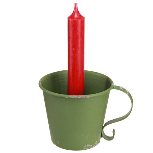 Product Candle holder vintage cup metal decoration green Ø9.5cm H8cm 3pcs