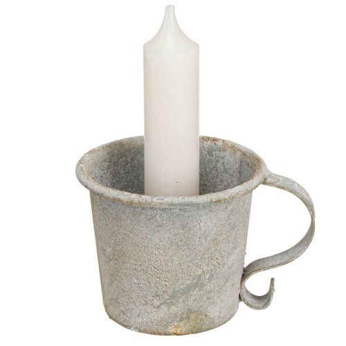 Product Candle holder vintage cup metal grey Ø7cm H6cm 2pcs
