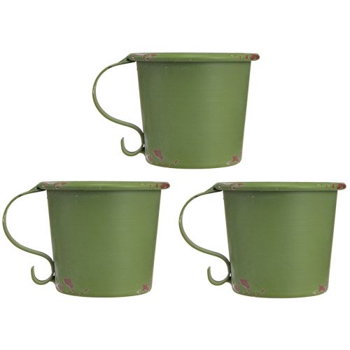 Product Candle holder vintage cup metal decoration green Ø9.5cm H8cm 3pcs