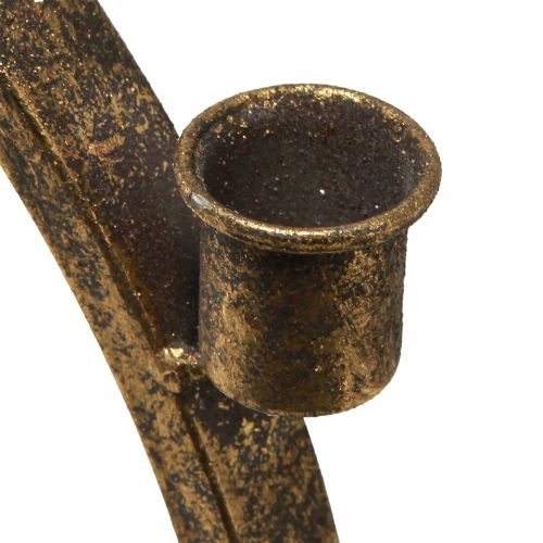 Product Candle holder Christmas row of houses antique gold 36×32cm