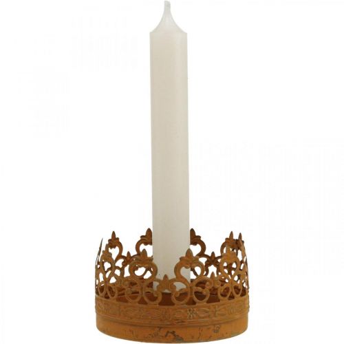 Floristik24 Metal candlestick, candlestick crown rust Ø8.5cm 4pcs