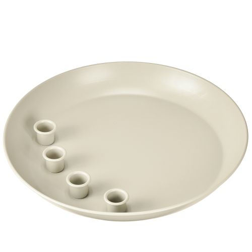 Floristik24 Taper candle holder for 4 candles, candle bowl, grey metal, Ø30cm