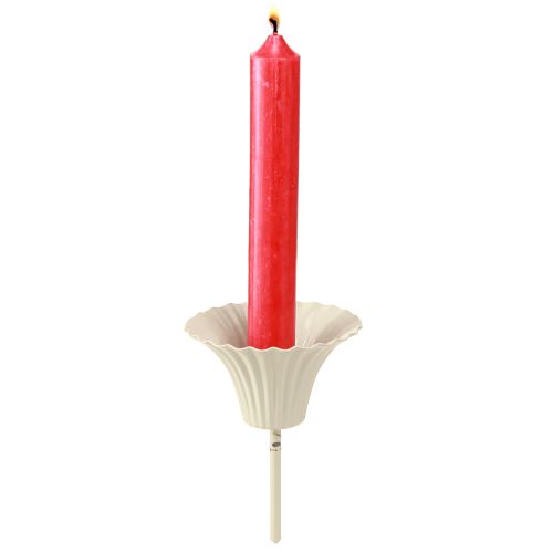 Floristik24 Taper candle holder with stem grey metal Ø7.5cm H10.5cm 2pcs