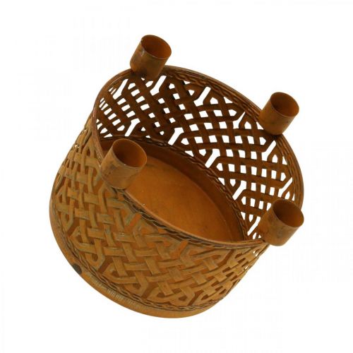 Floristik24 Candle holder metal decorative metal basket rust Ø16.5cm H12.5cm