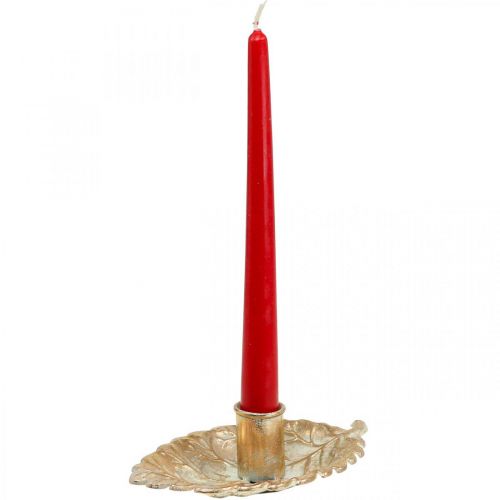 Floristik24 Candlestick Plate Foliage Golden 16.5x10.5x5cm