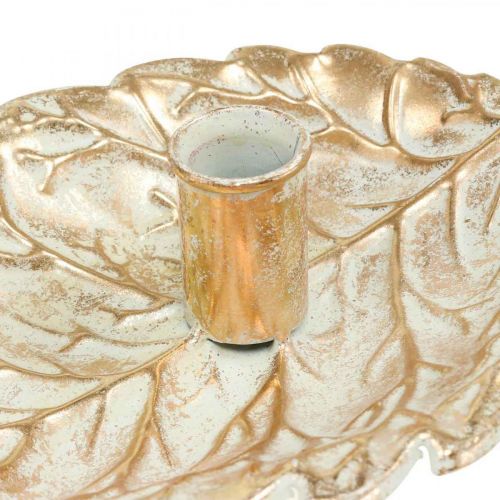 Floristik24 Candlestick Plate Foliage Golden Vintage 26x16x6cm