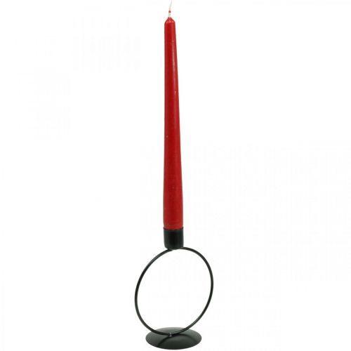 Floristik24 Candlestick black metal ring stick candle holder Ø10.5cm