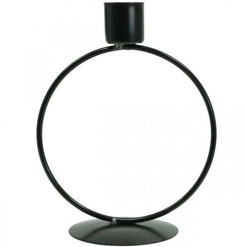 Floristik24 Candlestick black metal ring stick candle holder Ø10.5cm