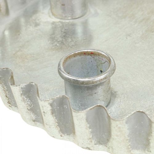 Floristik24 Rod candle holder plate candle holder silver 4 flames Ø22cm