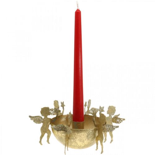 Floristik24 Christmas decoration candlestick with angels Golden Ø18cm