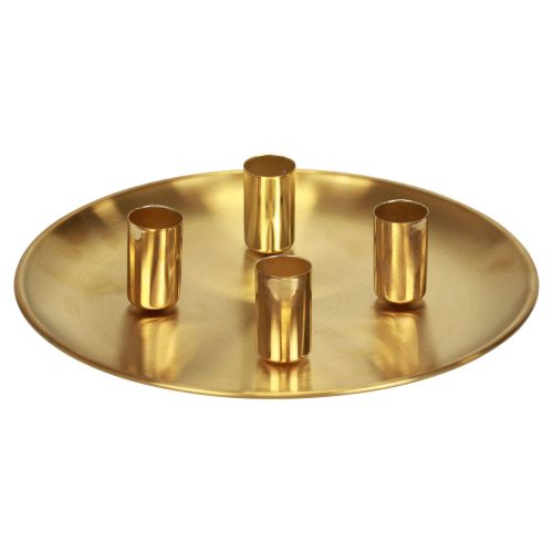 Product Stick candle holder gold Ø2.5cm candle plate metal Ø23cm