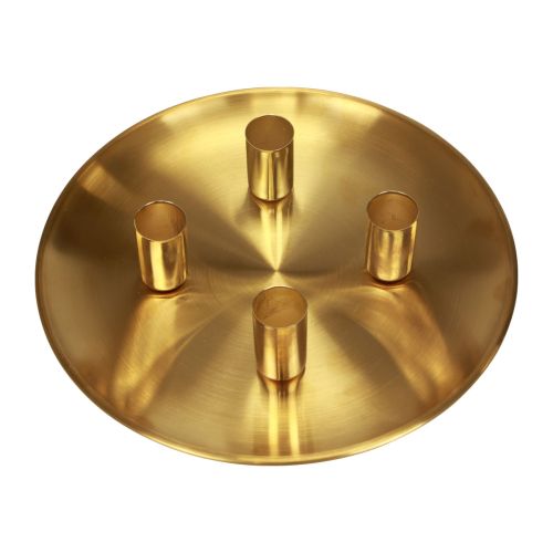 Floristik24 Stick candle holder gold Ø2.5cm candle plate metal Ø23cm