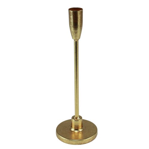Product Gold taper candle holder, metal candlestick, 20cm high