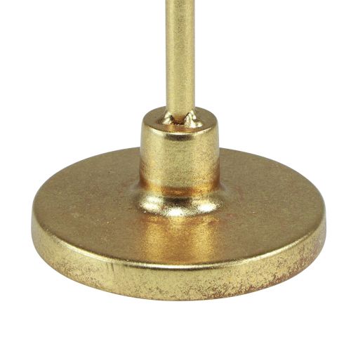 Product Gold taper candle holder, metal candlestick, 20cm high