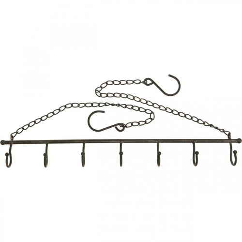 Floristik24 Rod with 7 hooks metal antique look hook rail 50×H55cm