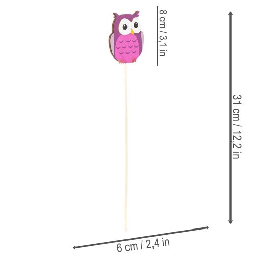 Wooden owl plant stakes for flower bouquets and plant pots, 31cm, 12 pieces | Floristik24.ie