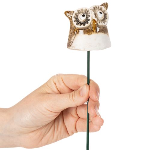 Ceramic owl stake decorative figure for plants 26cm 2pcs | Floristik24.ie