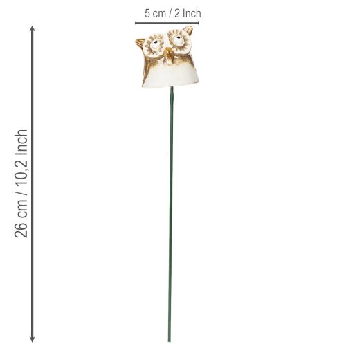 Ceramic owl stake decorative figure for plants 26cm 2pcs | Floristik24.ie