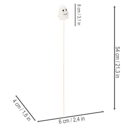Ghost figures on wooden sticks, Halloween decoration, 54cm, 8 pieces | Floristik24.ie