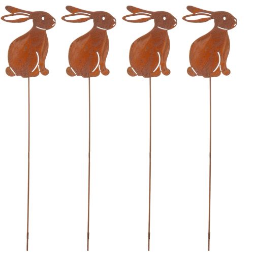 Product Garden stake rabbit for Easter decoration with rusty finish in country style 60cm 4pcs