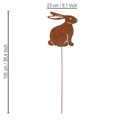 Floristik24 Metal garden stake rabbit, rustic eye-catcher for flower beds and flowers, 100cm, 2 pieces