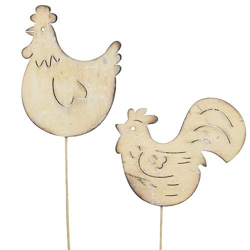 Plug wooden rooster, hen 7cm - 8.5cm 2pcs