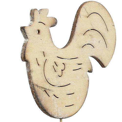 Floristik24 Plug wooden rooster, hen 7cm - 8.5cm 2pcs
