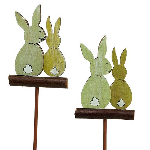 Floristik24 Plug wooden bunnies green 8cm 8pcs