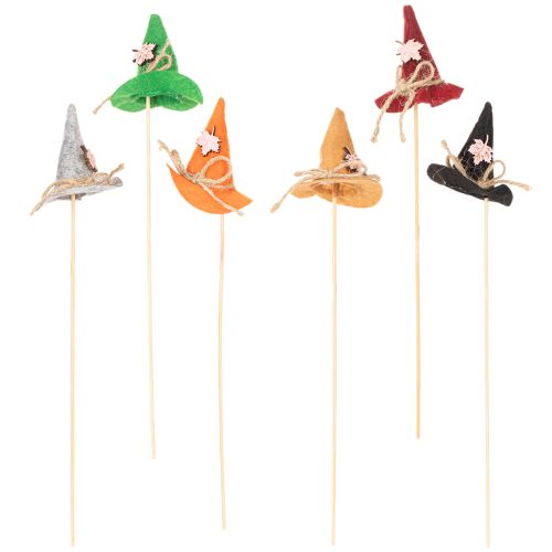 Decorative felt witch's hat picks for autumnal table decorations, 28cm, 12 pieces | Floristik24.ie
