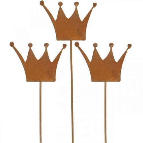 Floristik24 Garden Stake Edelrost Deko Crown Metal Deko 9,5x7cm 6 St