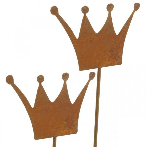Floristik24 Garden Stake Edelrost Deko Crown Metal Deko 9,5x7cm 6 St
