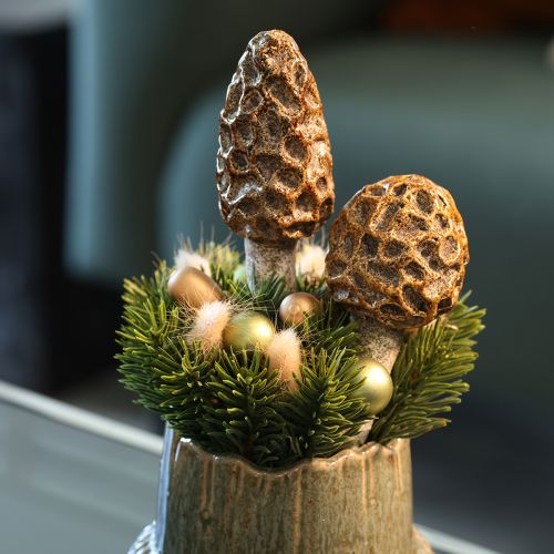 Artificial morel mushroom decorative stake for plant pots and table, 13cm, 2 pieces | Floristik24.ie