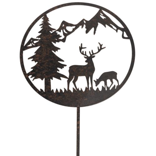 Decorative stake, forest animals, deer and pine tree, 100cm