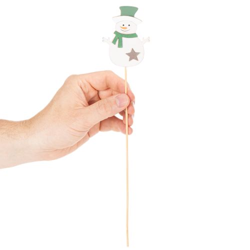 Wooden snowman stakes for flower decorations, Christmas, 31cm, 12 pieces | Floristik24.ie