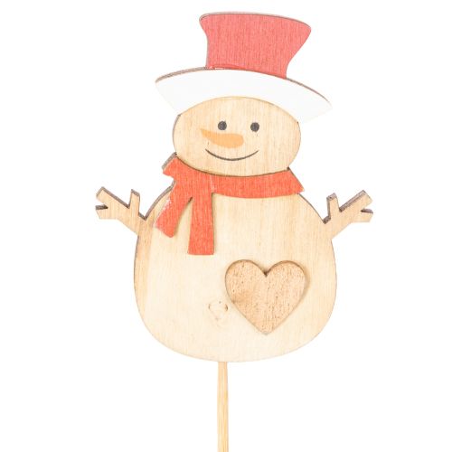 Wooden snowman stakes for flower decorations, Christmas, 31cm, 12 pieces | Floristik24.ie